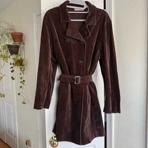 Vintage Lord & Taylor Chocolate Brown Corduroy Belted Jacket 100% Cotton Size 4